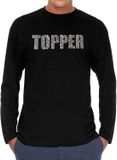 Bellatio Decorations Shoppartners Bv Glitter Topper longsleeve shirt zwart met steentjes/ rhinestones voor heren - M
