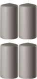 Enlightening Candles Cilinderkaars/stompkaars - 4x - zand/grijs - D6 x H15 cm - 58 branduren