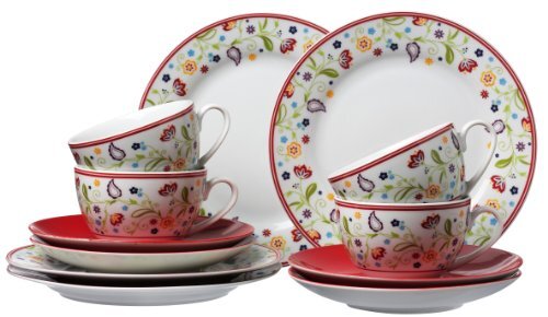 RITZENHOFF & BREKER Koffieservies Doppio Shanti, 12-delig, rood, porseleinen servies