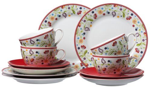RITZENHOFF & BREKER Koffieservies Doppio Shanti - 12-delig - rood