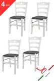 t m c s Tommychairs Cuore - Eetkamerstoelen - Set van 4 - Wit - Kunstleer & Hout