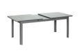 Milos Table de jardin extensible en aluminium anthracite avec plateau en verre texturé grisé anti-rayures pour 8 à 10 personnes