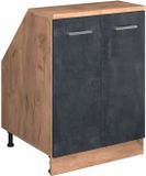 Vicco Rion Kast voor schuine wand – 60 x 81.6 cm met 2 deuren, kastromp 60 cm diepte Zwart beton
