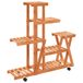 VidaXL Plantenstandaard met wielen 95x25x101 cm massief vurenhout