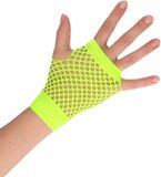 Merkloos Groene korte rocker/punker visnet handschoenen voor volwassenen