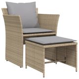 vidaXL Tuinstoel met voetenbank, polyrattan, beige