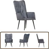 vidaXL Fauteuil echt leer grijs