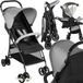 tectake® Poussette canne - Landau - Pliable, Harnais 5 points, Dossier et repose-jambes réglables - Avec frein, roues à roulement fluide - Panier de rangement pratique - Noir/gris