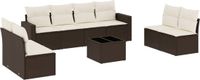 vidaXL 9-delige Loungeset met kussens, polyrotan, bruin