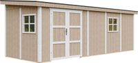 Timbela M941B-TERRA BROWN - LP SmartSide Tuinhuis op houtbasis - 14,3 m² - 648x248xH231 cm - zonder vloer en zijwand (totaal 3 wanden) met verf