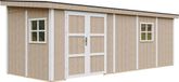 Timbela M941B-TERRA BROWN - LP SmartSide Tuinhuis op houtbasis - 14,3 m² - 648x248xH231 cm - zonder vloer en zijwand (totaal 3 wanden) met verf
