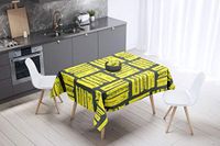 Bonamaison Tafelkleed, Anti-Mold, Sneldrogend, Waterdicht, 100% Polyester Tafellaken, Neon Geel, Rook, 140 x 140 Cm