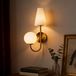 Applique, éclairage de lavabo avec abat-jour en verre opale, lampe de chevet dorée, applique vintage, applique, ampoules à incandescence E14x2 incluses