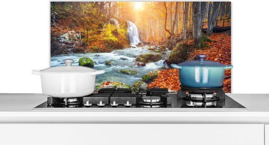 KitchenYeah Spatscherm keuken 90x45 cm - Kookplaat achterwand Natuur - Zon - Herfst - Muurbeschermer - Spatwand fornuis - Hoogwaardig aluminium