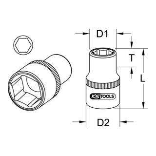 KS Tools 1/4" CHROMEplus inbus, 9/32" - 1 piece