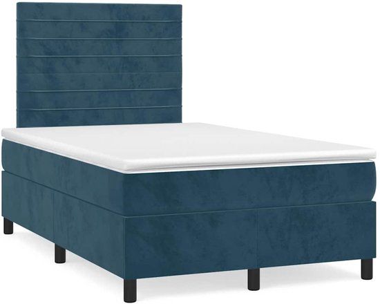 vidaXL Boxspring met matras fluweel donkerblauw 120x200 cm