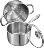 Vevor Marmite Grande Capacité 2,37L avec Couvercle en Verre et Panier Vapeur