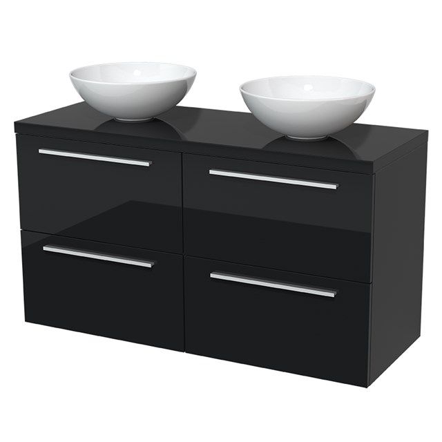 Maxaro Badkamermeubel Modulo Plato 120cm Hoogglans Zwart 4 Lades