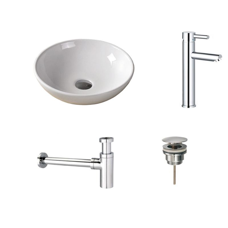 Badkamerplanet Waskomset Keramiek Valencia Chroom Opbouwkraan 41x41x12 cm