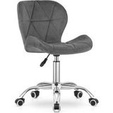 Home Collective fauteuil de bureau avec réglage pneumatique (parfait pour la chambre d'enfant, le bureau à domicile et le studio), velours avec pied chromé et roulettes en caoutchouc - velours gris