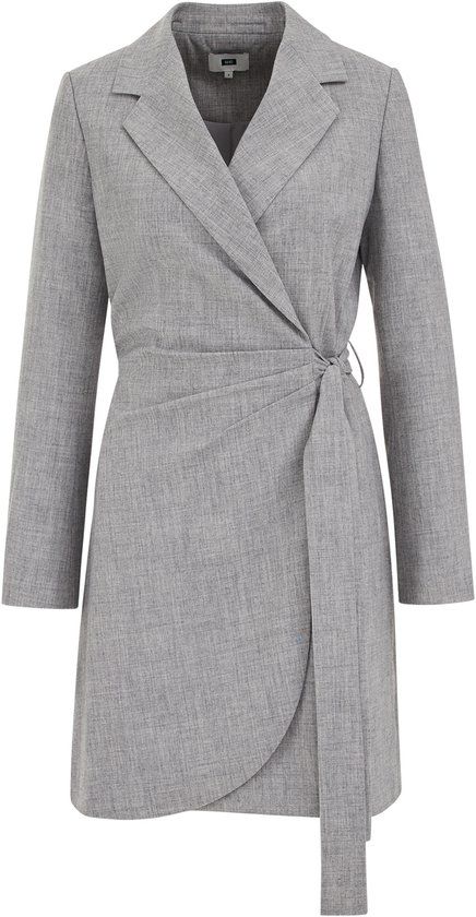 WE Fashion Dames blazerjurk - Lichtgrijs gemeleerd - Maat L