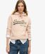 Superdry Sweat à Capuche Scintillant Avec Logo Graphique Femme Coton Rose & Bleu Taille: 38
