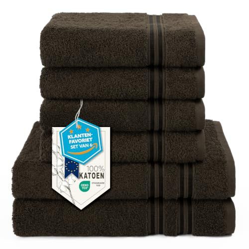 Hammetex 6-delige Handdoekenset – 2 Badhanddoeken 70x140 cm + 4 Handdoeken 50x100 cm – 100% Katoen Badstof – OEKO-TEX Gecertificeerd – Zacht, Absorberend – met Ophanglus
