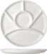 Cosy & Trendy Fondue/barbecue/gourmetbord met 6 vakjes - 6x - rond - wit - porselein - Dia 24 cm