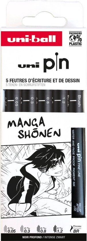 Uni-ball Uni Pin manga shonen set 5 stuks