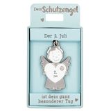 Depesche 14340.184 Pendentif ange gardien 365 jours – 2 juillet, en métal, porte-bonheur avec ange, cœur et porte-clés, pour offrir à la famille et aux amis