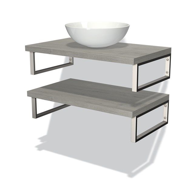 Maxaro Badkamermeubel Modulo Plato Grijs Eiken 80 cm met 2 Wastafelbladen