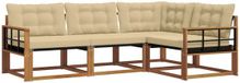 vidaXL - Salon d'angle - 4 places - Naturel et beige - Acacia bois