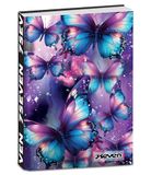 Seven Zakagenda voor school, gedateerd voor 12 maanden, 11,5 x 15,9 cm, 352 pagina's, paarse omslag met iriserende zeefdrukken, vlinders en stickers inbegrepen, dagboek voor meisjes en jongens
