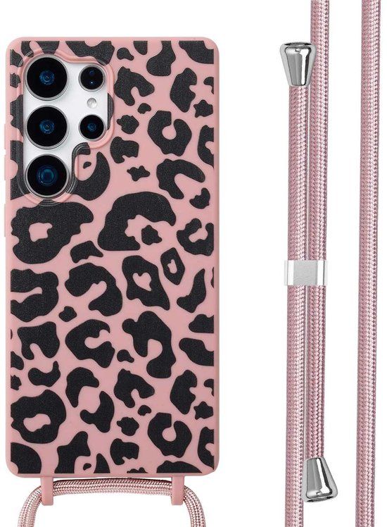 imoshion Hoesje - Geschikt voor Samsung Galaxy S25 Ultra - Siliconen design hoesje met koord - Animal Pink