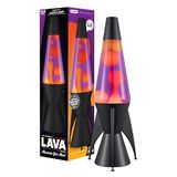 LAVA® - Lava Lamp Evenfall Rocket 2391, gele was, paarse vloeistof, decoratieve basis, kap en raketvinnen, originele bewegende lamp van het merk LAVA® van 37 cm