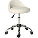 Tabouret pivotant 360° à hauteur réglable 53-73 cm, revêtement synthétique blanc, avec roulettes pour atelier