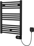 Plieger Elba Elektrische handdoekradiator – Handdoek verwarmer – Met klokthermostaat – 70.2 cm x 40 cm – 300 Watt – Mat zwart