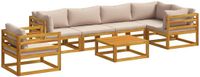vidaXL Bankstel 2 zitplaatsen Taupe Massief Acacia Hout