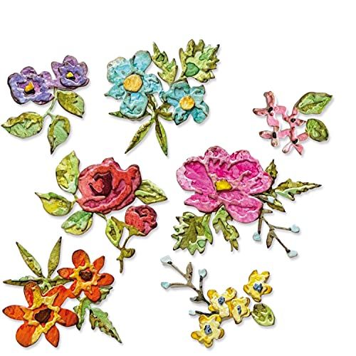 Sizzix Thinlits Die Set 14PK Brushstroke Flowers Mini by Tim Holtz , 666284