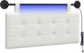 vidaXL Hangend hoofdbord Met LED-verlichting Wit Kunstleer