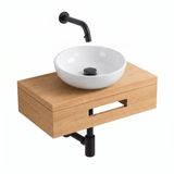 Saniclass Terra Fonteinplank - 40x25x10cm - met handdoekhouder - sandwood (licht eiken)