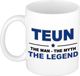Bellatio Decorations Teun cadeau mok - man myth legend - naam koffiemok / beker - wit en blauw - 300 ml - verjaardag