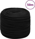 vidaXL Werktouw 8 mm 50 m polyester zwart