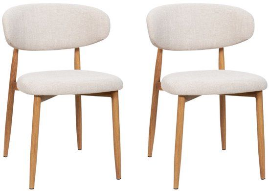 Giga Meubel Eetkamerstoel Alexia - Beige/Naturel - Set van 2