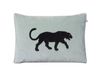 Chhatwal & Jonsson Housse de coussin brodée Panthère Noire 40 x 60 cm Aqua