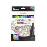 Pentel Fineliner POINTLINER kleur inktpen, etui met 24 stuks