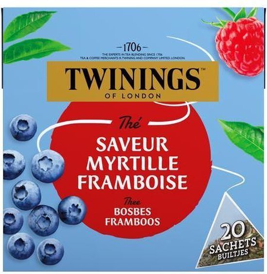 Twinings Zwarte thee bosbes framboos 20 zakjes
