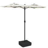 VidaXL Parasol dubbel dak met LED 316x145 cm zandwit