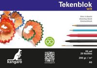 Kangaro Tekenblok A5 - 200 grams - 20 vel - Wit