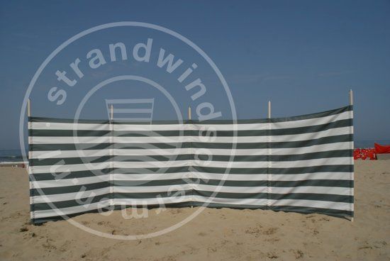 Strand Windscherm Dralon Grijs/Wit - 5 meter met houten stokken